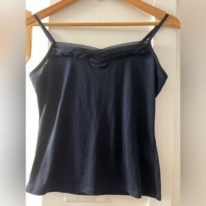 #88 Navy sheer neckline Cami Slip top